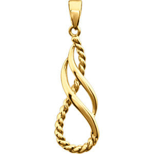 14K Yellow Rope Design Teardrop Pendant