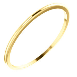 14K Yellow 1mm Half Round Wedding Band