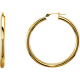 14K White 15mm Tube Hoop Earrings