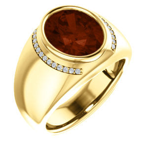 14K Yellow Mozambique Garnet & 1/8 CTW Diamond Ring