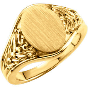 14K Yellow Oval Signet Ring