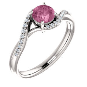 14K White Passion Pink Topaz & 1-10 CTW Diamond Ring