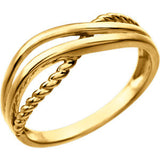 14K White Crossover Rope Ring