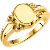 14K Yellow Oval Signet Ring