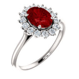 14K White Chatham® Created Ruby & 3/8 CTW Diamond Ring