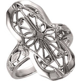 14K White Filigree Ring