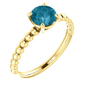 14K Yellow London Blue Topaz Beaded Ring