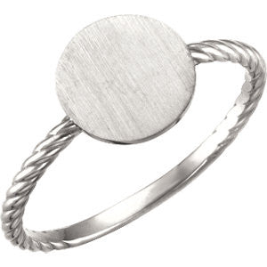 Continuum Sterling Silver Round Engravable Rope Ring