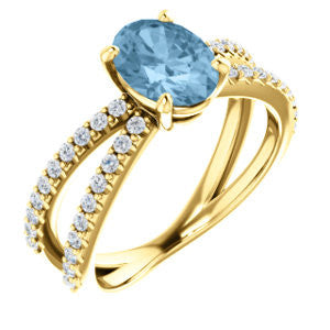 14K Yellow Sky Blue Topaz & 3-8 CTW Diamond Ring