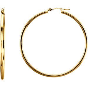 14K Yellow 13mm Tube Hoop Earrings