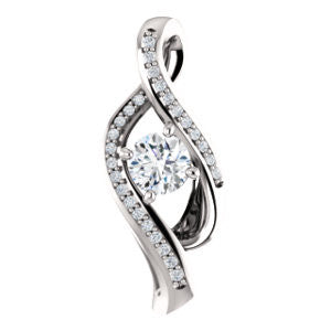 14K White 1-3 CTW Diamond Pendant