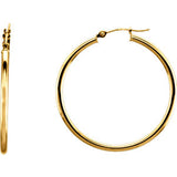 14K Yellow 13mm Tube Hoop Earrings