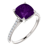 14K White Amethyst & 1/5 CTW Diamond Ring