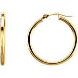 14K Yellow 13mm Tube Hoop Earrings