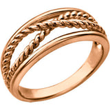 14K White Crossover Rope Ring