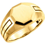 14K White Mens Signet Ring