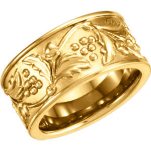 14K Yellow 10.25mm Patterned Band Size 7