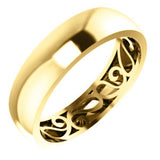 14K White 6mm Paisley Design Band Size 7