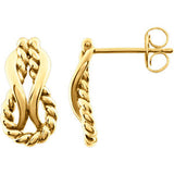 14K White Teardrop Rope Design Earrings