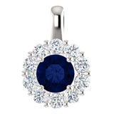 14K White Blue Sapphire & 1-2 CTW Diamond Pendant