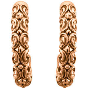 14K Rose 20x4.1mm Sculptural-Inspired Half-Hoop Earrings