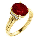 14K Yellow Chatham® Created Ruby & .05 CTW Diamond Ring