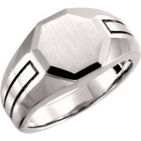 14K White Mens Signet Ring