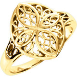 14K White Filigree Ring