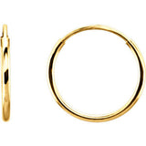 14K Yellow 10mm Endless Hoop Earrings