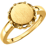 14K Yellow Round Signet Ring