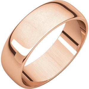 14K Rose 6mm Half Round Light Band