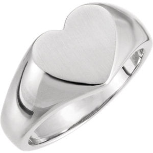 14K Yellow Heart Signet Ring