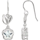 Sterling Silver Blue Cubic Zirconia BFlower&trade; Earrings with Box