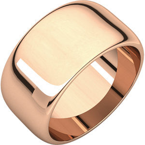 14 K Rose 10mm Half Round Band