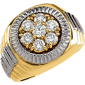 14K Yellow & White 1 3-8 CTW Diamond Men's Ring