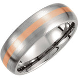 Titanium & 14K Rose Inlay 7mm Satin Finish Band Size 10