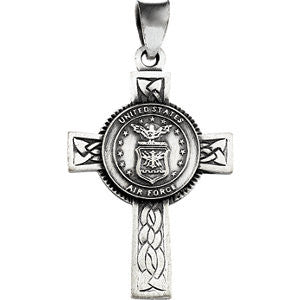 Sterling Silver 28.5x20.75mm U.S. Air Force Cross Pendant