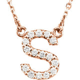 14K White Letter "A" 1-8 CTW Diamond 16" Necklace