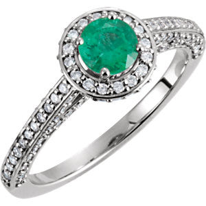 14K White Emerald & 5-8 CTW Diamond Engagement Ring