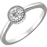 14K White White Sapphire "April" Birthstone Ring