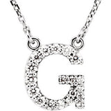 14K White Letter "A" 1-8 CTW Diamond 16" Necklace