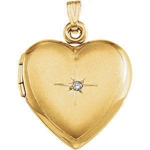 14K Yellow Diamond Accented Heart Locket