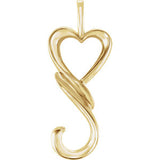 14K Yellow 32.5x12.75mm Heart Pendant