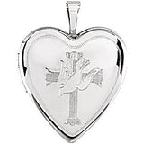 Heart Locket with Cross &  Dove