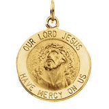 14K Yellow 15mm Round Our Lord Jesus Medal