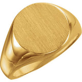 18K Yellow 15mm Men's Signet Ring with Brush Finish