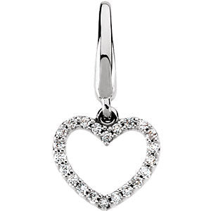 14K White 1-8 CTW Diamond Heart Charm