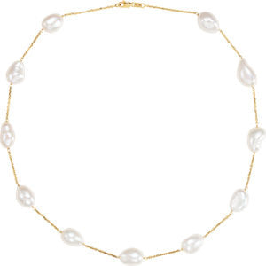 14K Yellow Freshwater Cultured Pearl 18" Necklace