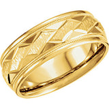 14K Yellow 7mm Comfort-Fit Patterned Band  Size 11.5