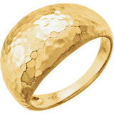 14K Rose 12mm Hammered Dome Ring